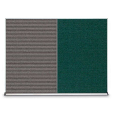 United Visual Products Triple Door Radius Corkboard, 72"X36", W UV8005-WHITE-MEDGRY